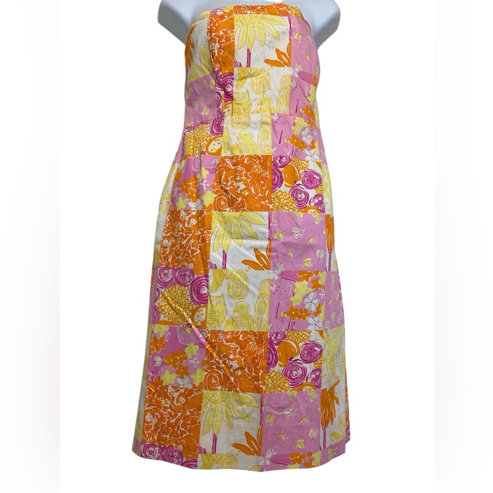 Vintage Lily Pulitzer Strapless Patchwork Dress - Picture 4 of 14